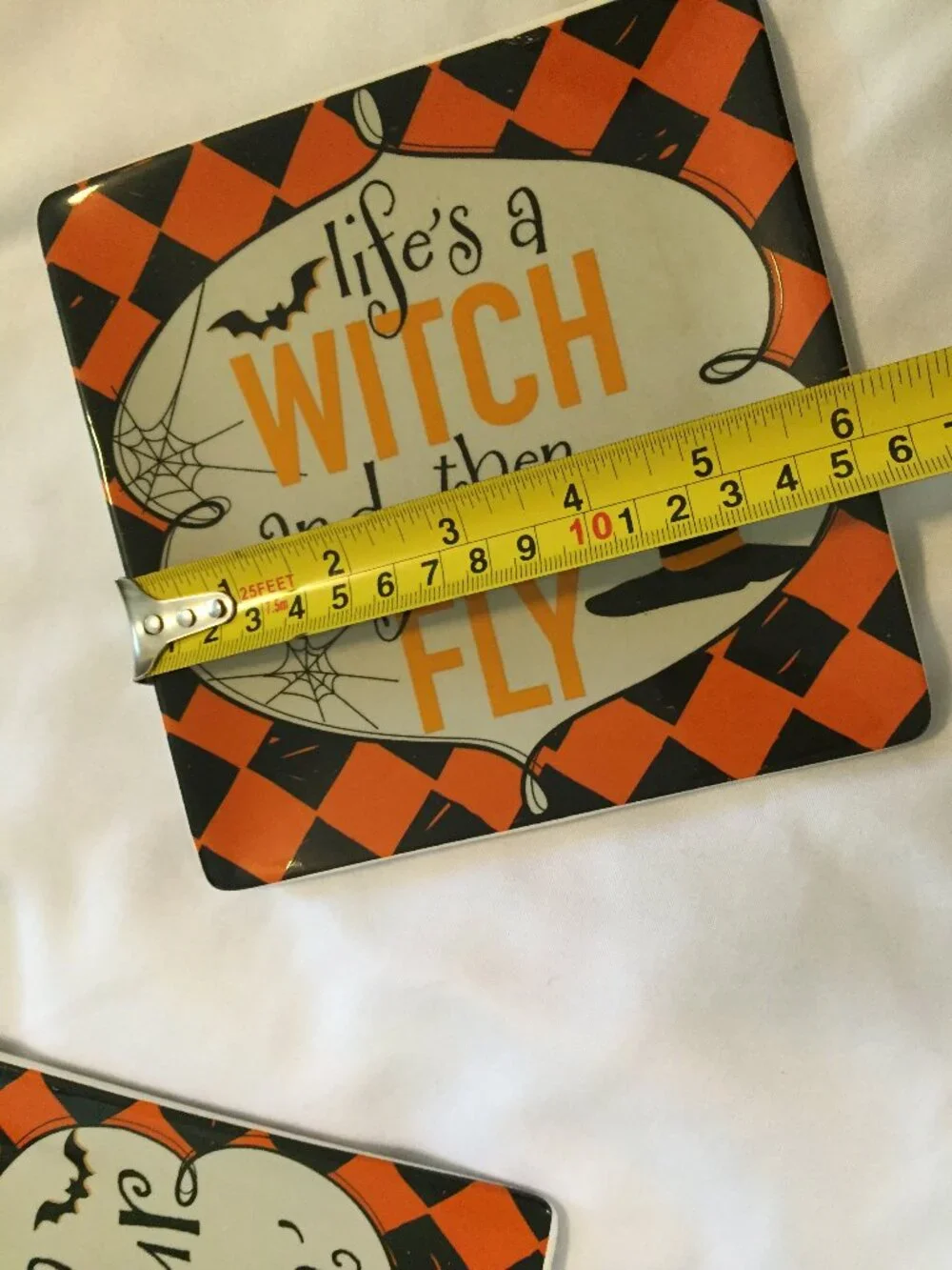Pier 1 Imports Halloween Witch Appetizer Dessert Plates 6” Square Set Of 4